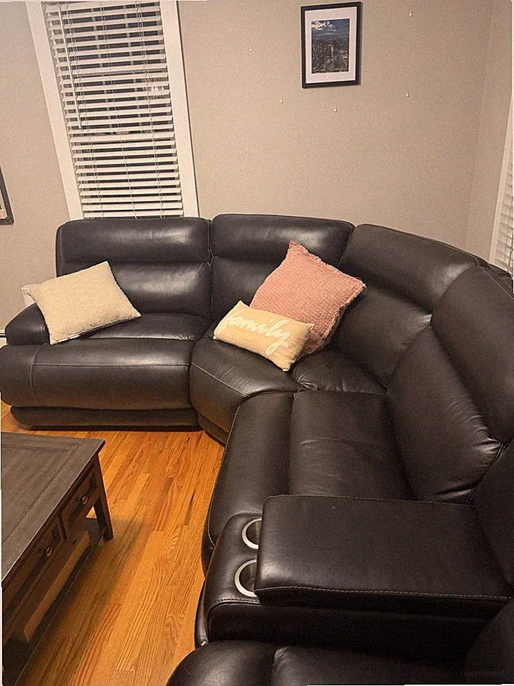 Espresso brown Sectional Sofa w/ Console Cup Holders Storage & Built-In USB and