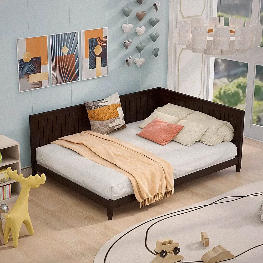 Espresso Wood Full Size Daybed Sofa Bed - Stylish & Versatile Design