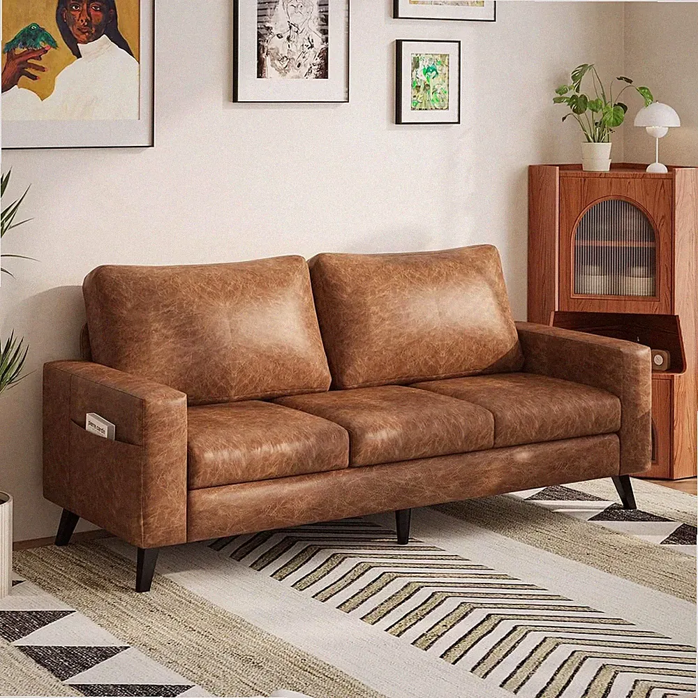 Esright 79 Inch Sofa Couch for Living Room, Small Couches, Faux Leather