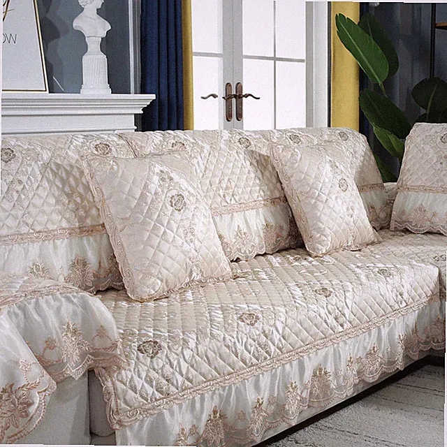 European Lace Linen Sofa Cover Slipcover Sectional Corner Couch 3/4/5 Seater New