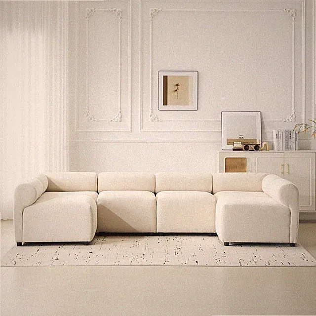 Evelyn 114 in.6-Piece U Shaped Modular Free Combination Sectional Chenille Sofa