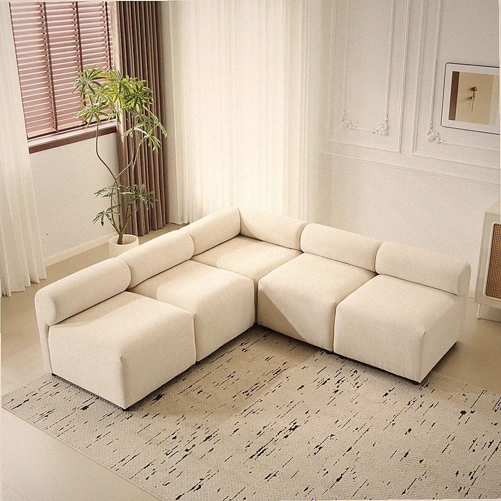 Evelyn 83 in.5-Piece V Shaped Modular Free Combination Sectional Chenille Sofa C