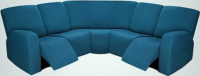 Extra Large 7-Piece Stretch Sofa Covers for Reclining L Shape Couches, Peacock B