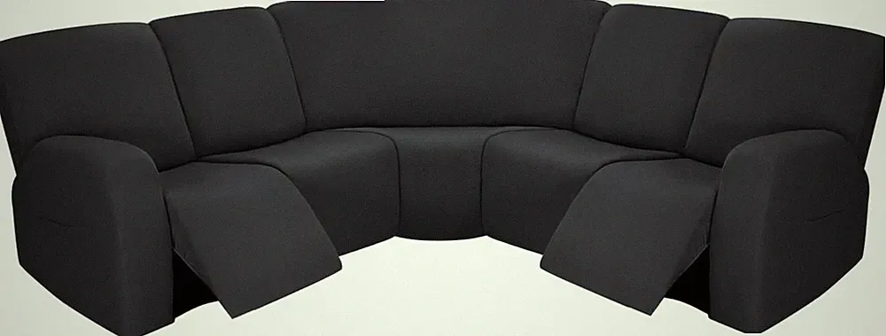 Extra Large 7-Piece Stretch Sofa Covers for Reclining L-Shaped Couches, Dark Gra