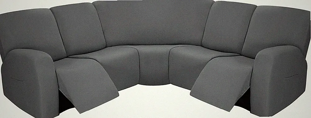 Extra Large 7-Piece Stretch Sofa Covers for Reclining L-Shaped Couches, Light Gr