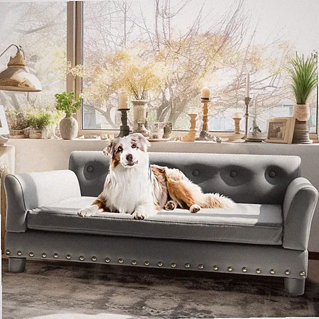 Extra Large Dog Sofa Bed Elevated Microfiber Leather Soft Lounge for Large Dogs