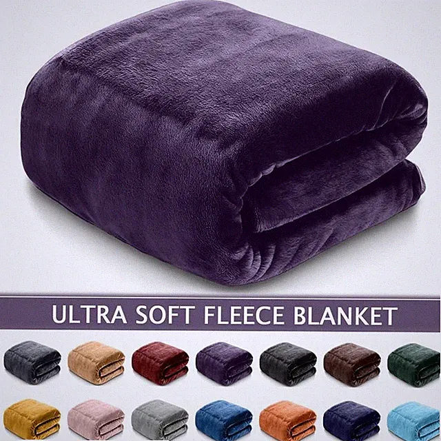 Extra Large Fleece Blanket Super Soft Reversible Bed Sofa Mink Throw King Size