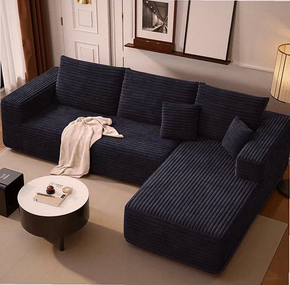 Extra Large L-Shaped Cloud Sectional Sofa Right Chaise No Assembly Corduroy