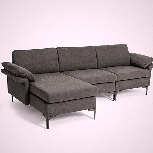 Extra Large Modular L-shaped Sectional Sofa with Reversible Chaise for 4-5 Peopl