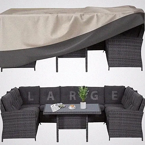 Extra Large Patio Furniture Covers XXXXXL-180"L x 96"W x 28"H Beige with Grey