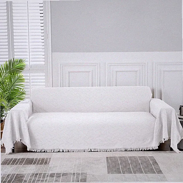 Extra Large Washable White Couch Cover for 3-Cushion Sofa & Dogs