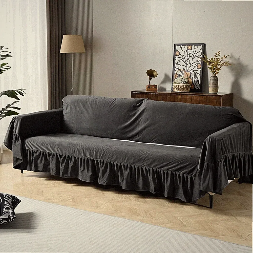 Extra Large with Ruffle Trim, 78.7x134 Decorative Couch Cover for Sofa