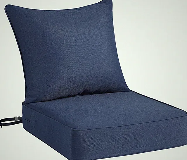 Extra Thick 24x24 Outdoor Chair Cushions, Water Resistant, Blue, Set of 2