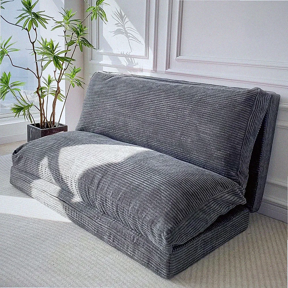 Extra Thick Folding Bean Bag Bed Sofa Mattress - Dark Grey, 30x95 Inch