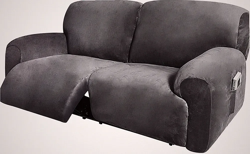 Extra Wide 75-100" 2 Seater Reclining Sofa Slipcover, Velvet Stretch 6