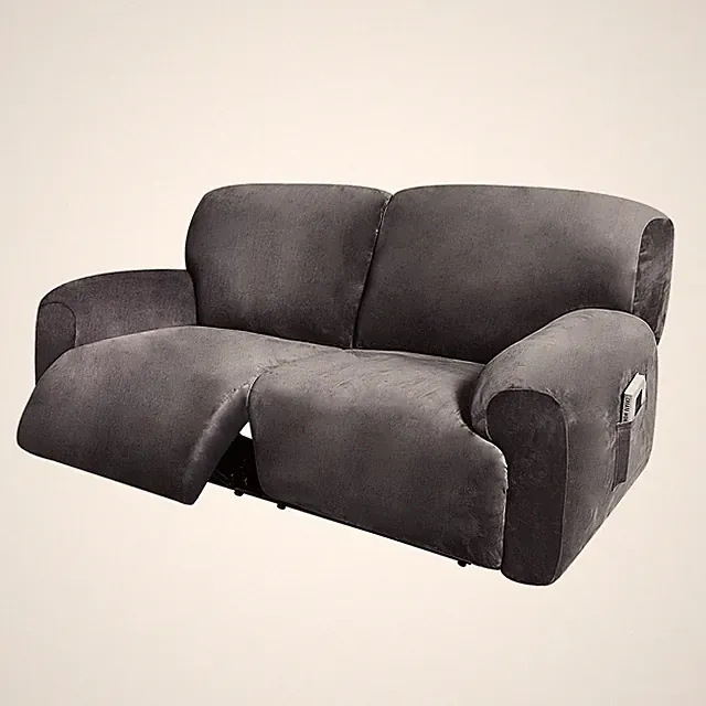 Extra Wide 75-100" 2 Seater Reclining Sofa Slipcover, Velvet Stretch 6-Piece,...