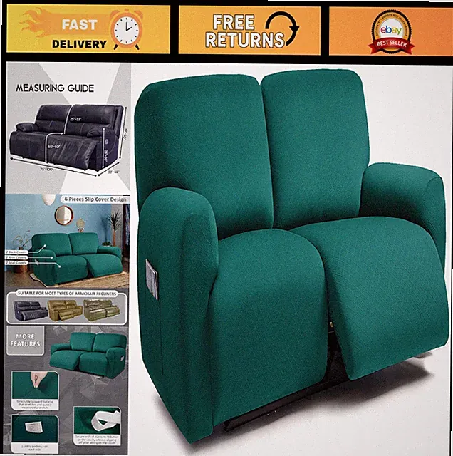 Extra Wide 75"-100" Reclining 2-Seater Sofa Slipcover, Soft Washable Jacquard Lo