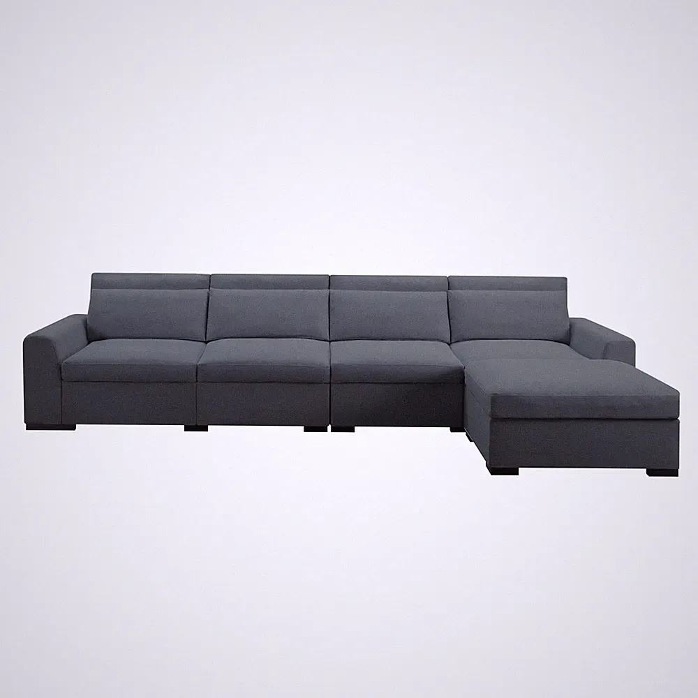 Extra Wide Deep Modular Sectional Sofa 149"Linen Blend Ottoman 5-Seat Wood Frame