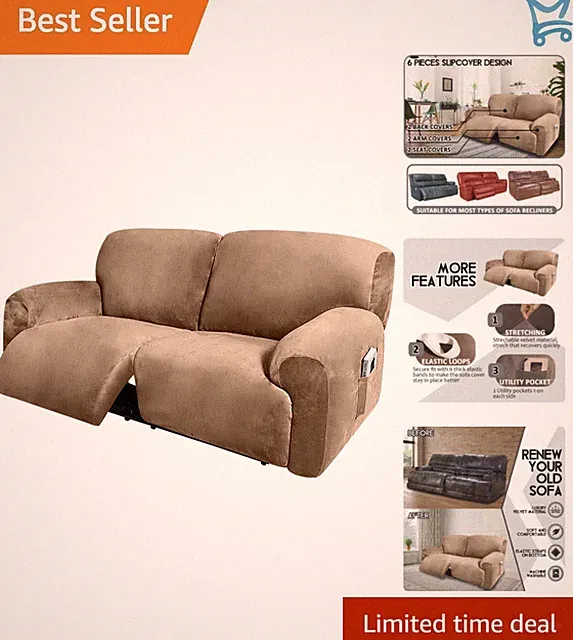 Extra Wide Velvet Reclining Love Seat Cover 75-100 Inch Protector Soft Washable