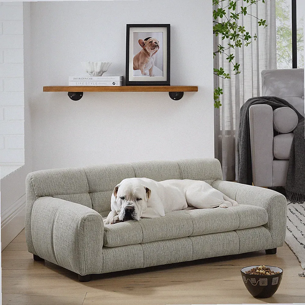 Fabric Dog Couch Sofa Pet Bed for Medium and Large Dogs W/ Backrest and Armrests