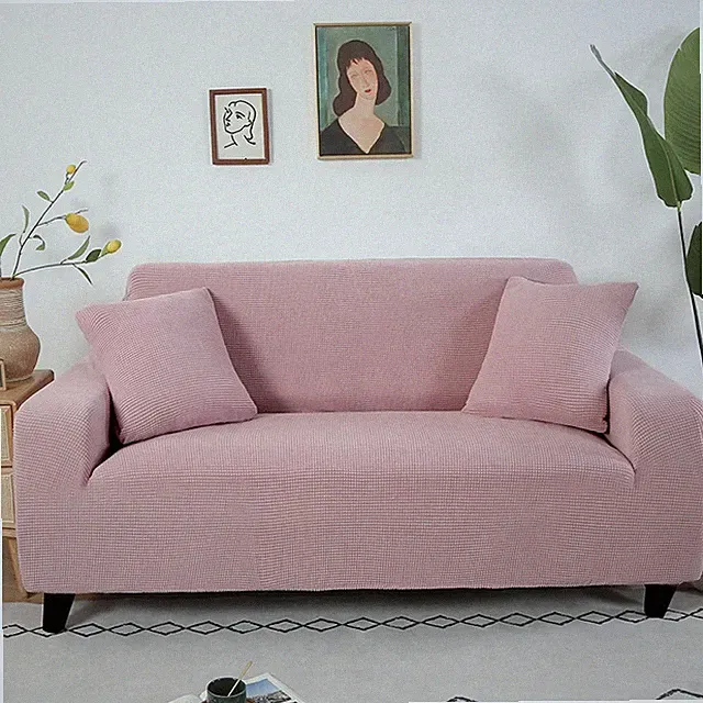Fabric Sofa Cover Solid Color Couch Covers Elastic Washable Slipcover L-Shaped