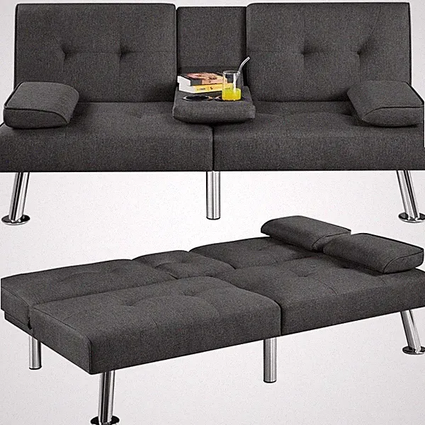 Fabric Upholstered Convertible Futon Sofa Bed for Small Spaces Convertible Sofa