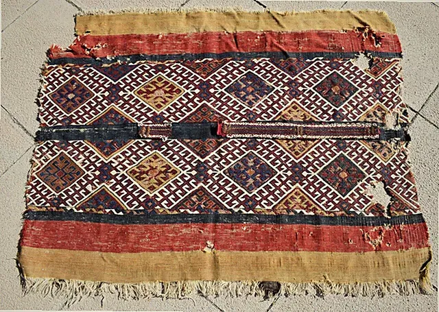 Fabulous Antique Anatolian Rug 43'' x 33'' Collector's Item Fragment Soumak Rug