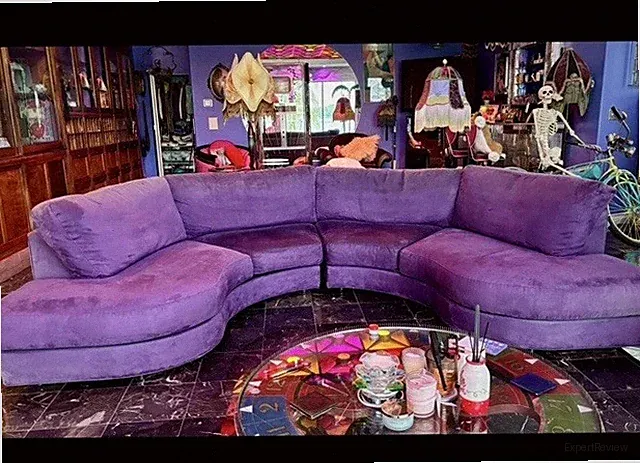 FABULOUS VINTAGE Purple Curved Ultra Suede Sectional Sofa Couch
