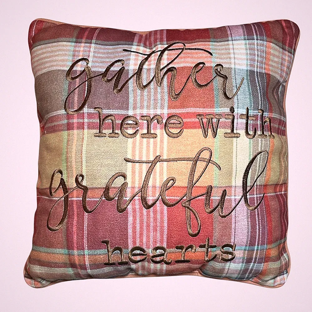 Fall Decorative Throw Pillow 18x18 Plaid Rustic Orange Autumn for Sofa Bed Couch