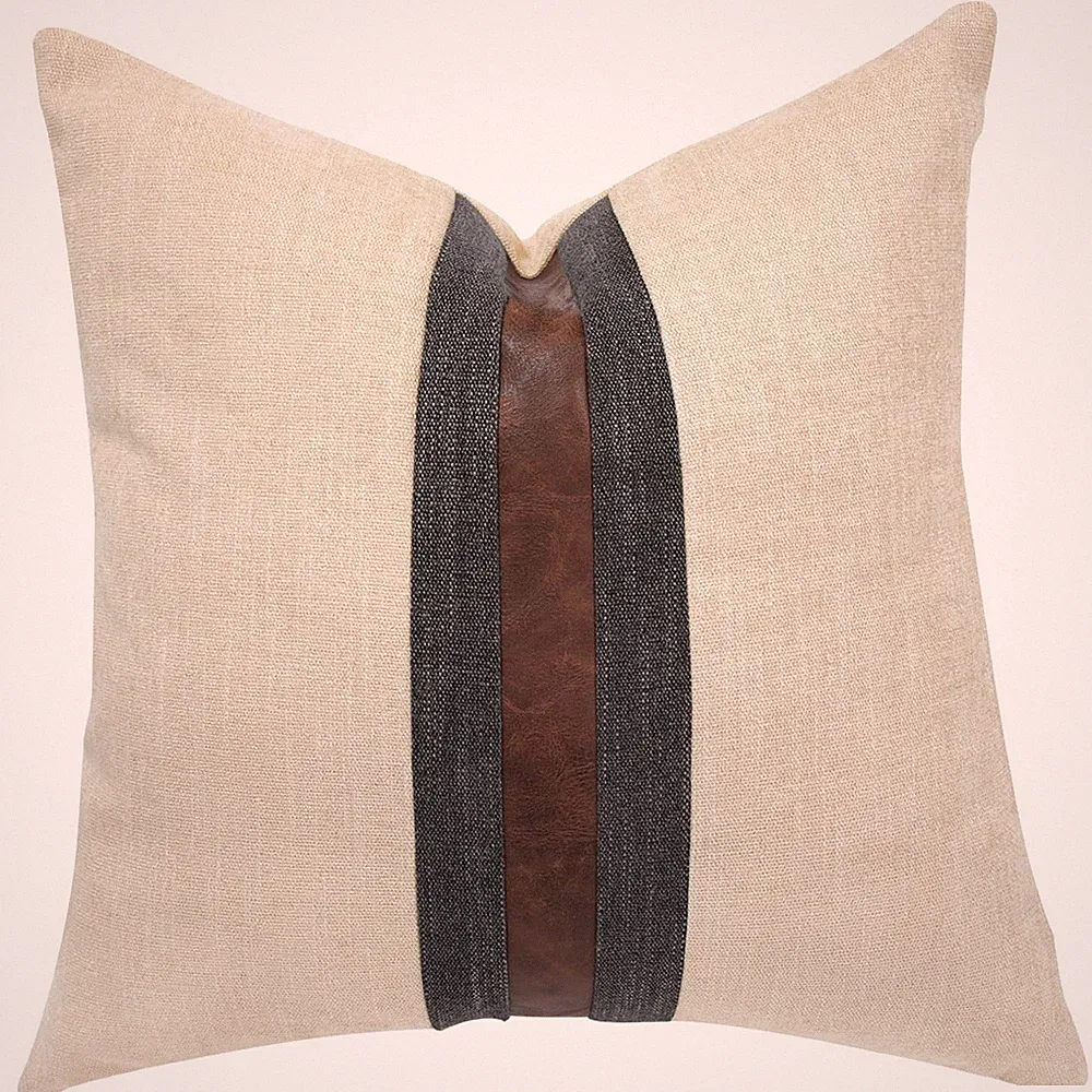 Farmhouse Decorative Outdoor Throw Pillow Covers for Couch Sofa Bed Brown Fau...
