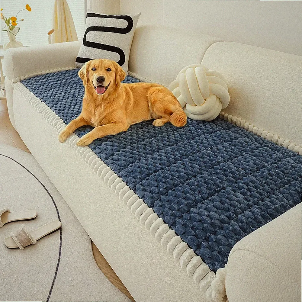Faux Fur Couch Cover for Dogs Washable, Soft Cozy Non Slip Sectional Sofa Cover