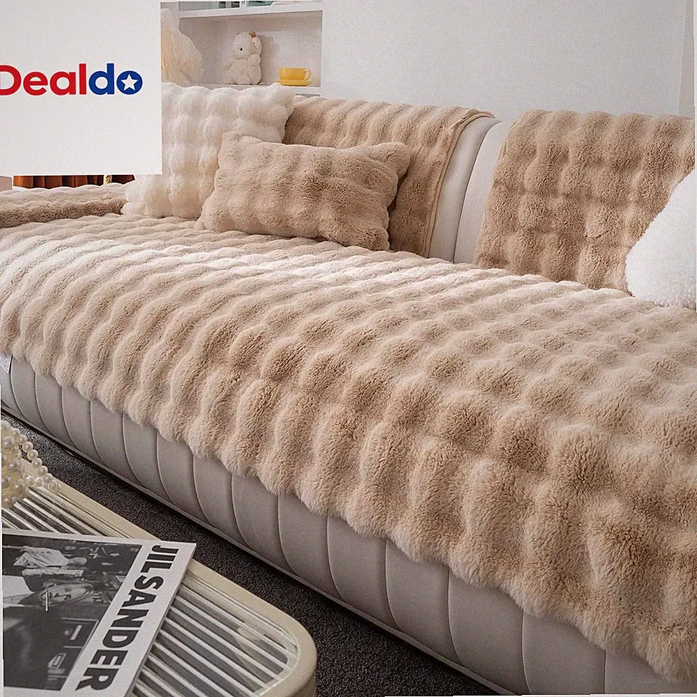 Faux Fur Couch Cover, Soft Warm Plush Sofa Couch Cover, Non Slip Sectional Sofa
