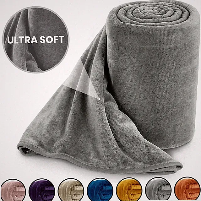 Faux Fur Fleece Blanket Soft Reversible Warm Couch Sofa Bed Throws Twin Queen
