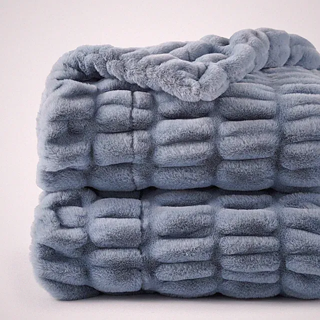 Faux Fur Throw Blanket for Couch, Super Soft Cozy Blanket, Double Sided Ruche...