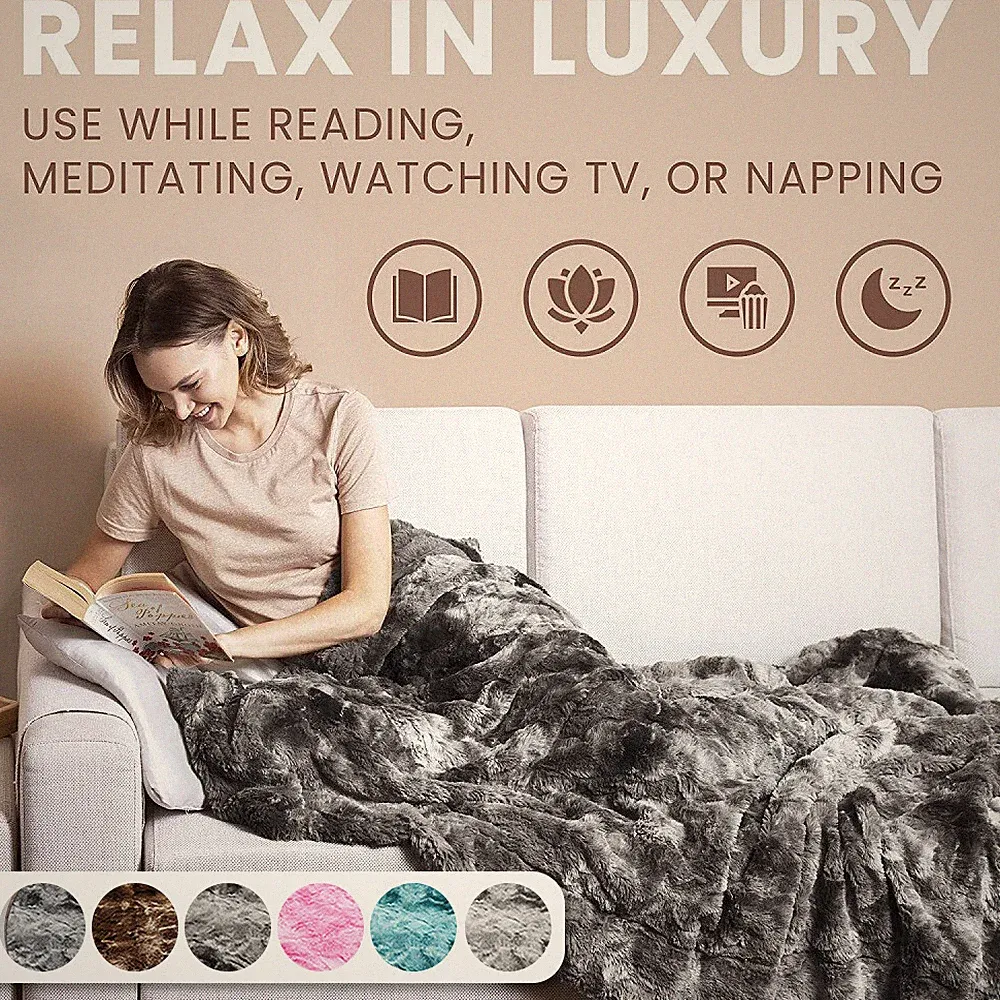 Faux Fur Throw Blanket Plush Soft Warm Sherpa for Bed Couch Sofa Tie-Dyeing Home