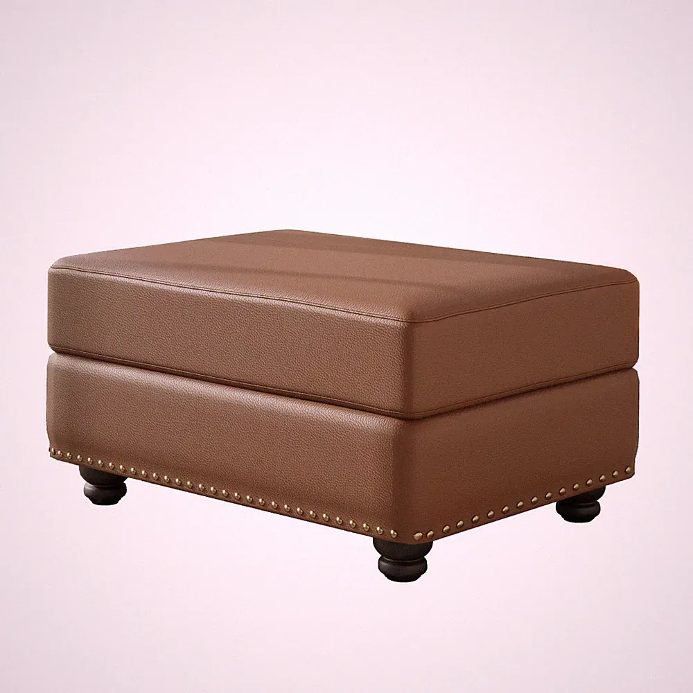 Faux Leather Ottoman Sofa Chair for Living Room Bedroom Office, Brown