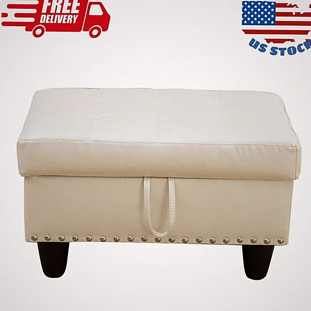 Faux Leather Ottoman with Storage for Modular Sectional Sofa, White