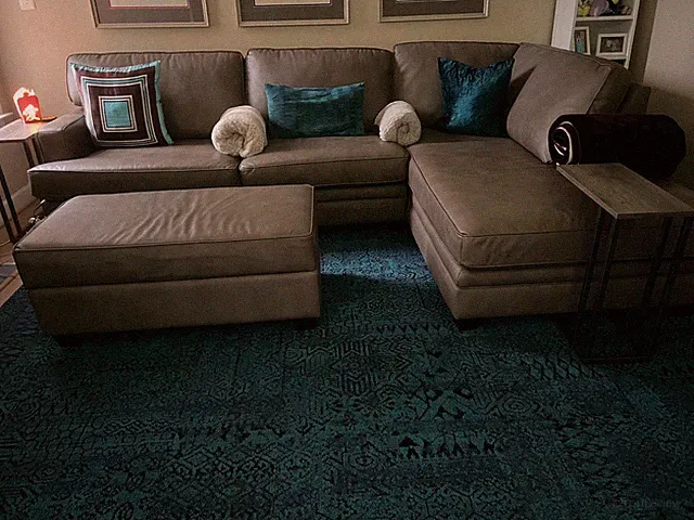 Faux Leather Sectional Sofa w/ Queen Sleeper, Chaise & Ottoman – Barely Used