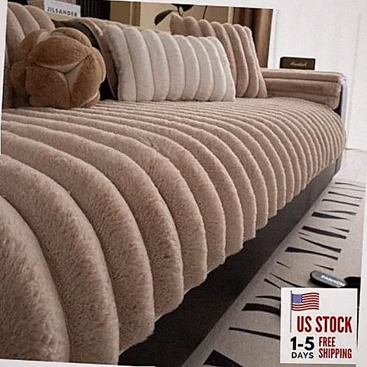 Faux Rabbit Fur Couch Sofa Cover 28"x28"/Armrest or Backrest Cover Light Coffee