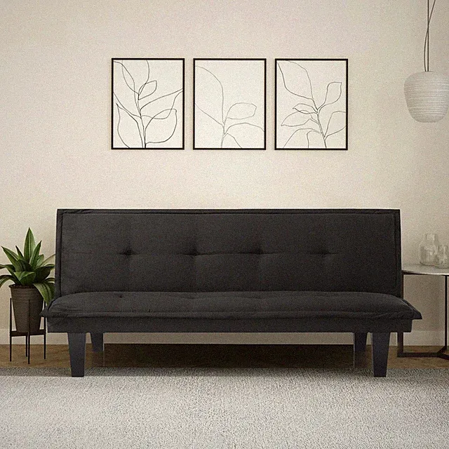 Faux Suede Convertible Futon Sofa Bed Upholstered Couch 3 Adjustable Backrest
