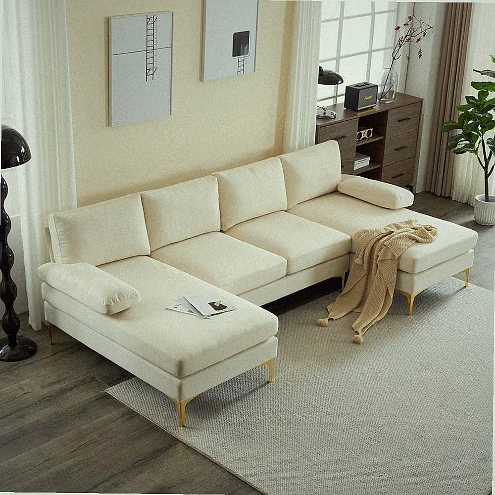 FCH 4 Seat Modern Sectional Sofa Set with Two Chaise Living Room Couch U Shape