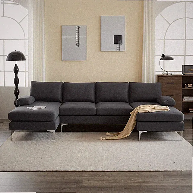 FCH 4 Seats Modern Sectional Sofa Set with 2 Chaise Living Room Long Couch