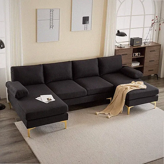 FCH U Shaped Sectional Sofa 110" Large Couch with 2 Lounge Chaise