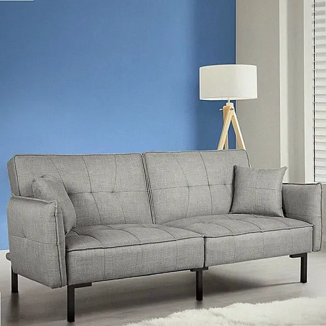 FDW 78" Futon Convertible Memory Foam Sofa - Living Room - Gray