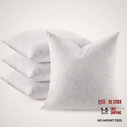Feather Throw Pillow Inserts Set of Soft Fluffy Square 18 x 18 18 x 18-Inch 4