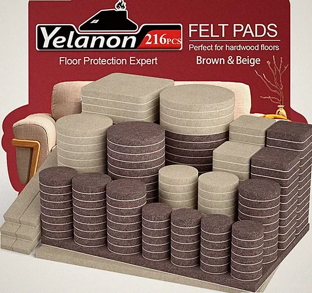 Felt Furniture Pads 216 Pcs Chair Leg Floor Protectors Self Adhesive Wood Guard