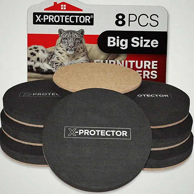 Felt Furniture Sliders Hardwood Floors X-PROTECTOR – 8 PCS 4 3/4 inch Furn