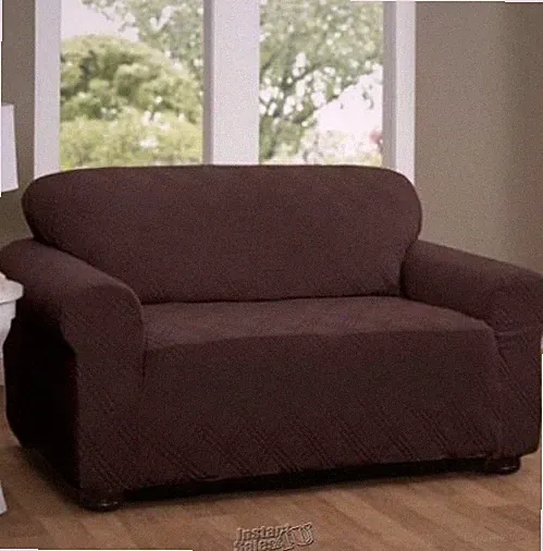 Fernwood Double Diamond Stretch Loveseat Slipcover Chocolate