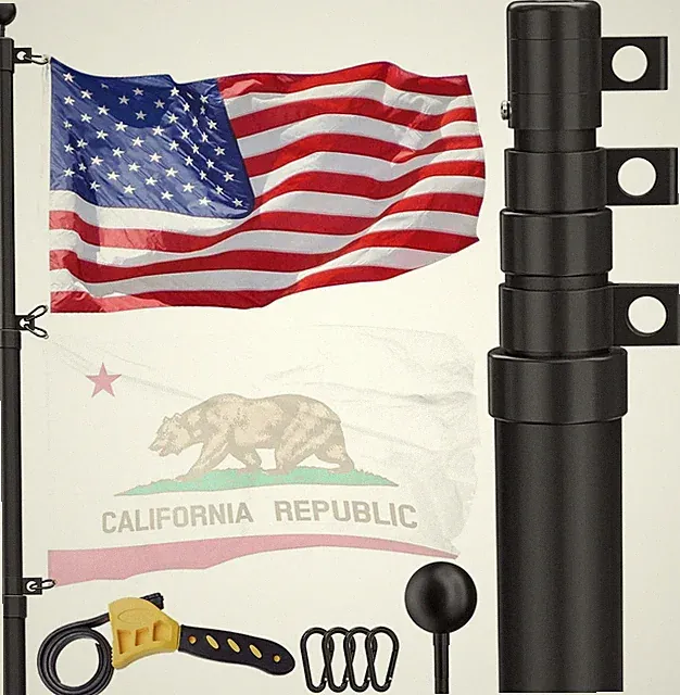 FFILY In-Ground 20 FT Heavy Duty Telescopic Flagpole Kit