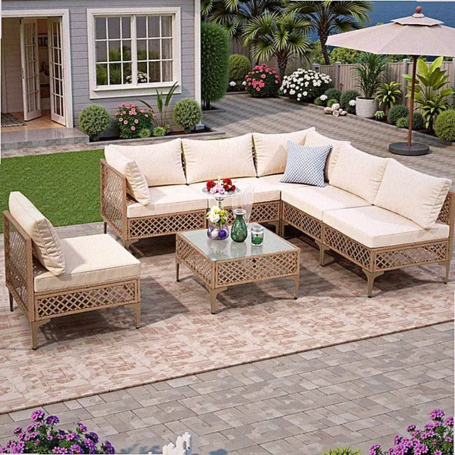 FHFO 7 Piece Outdoor Wicker Patio Furniture Set, Rattan Sectional Sofa Couch, Pa